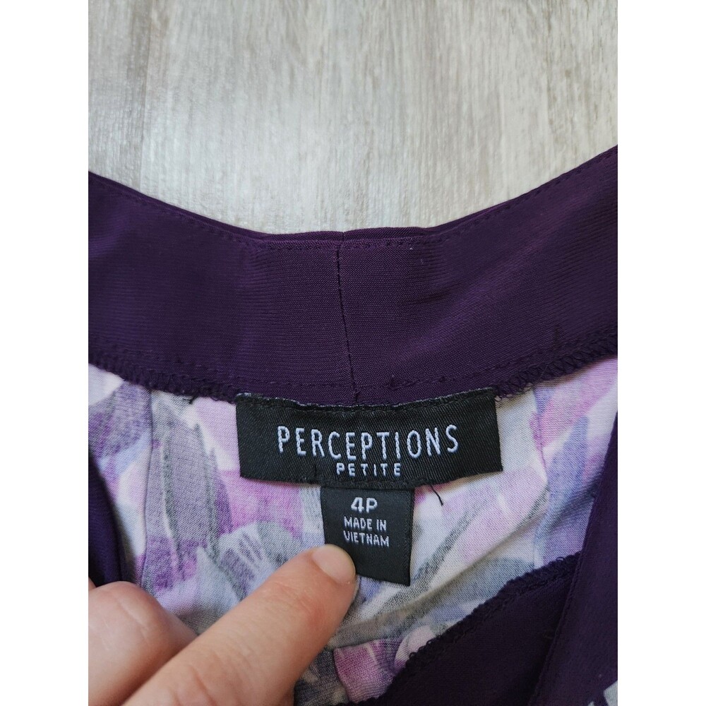 Perceptions Purple Geometric Fit Flare Dress Sleeveless Ribbed Knee Length 4P - Picture 4 of 11
